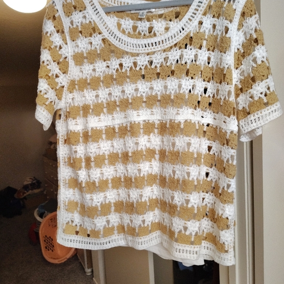 COPY - Striped tan and white sweater - Picture 3 of 4